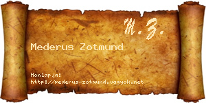Mederus Zotmund névjegykártya